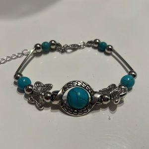 Butterfly bracelet with turquoise beads